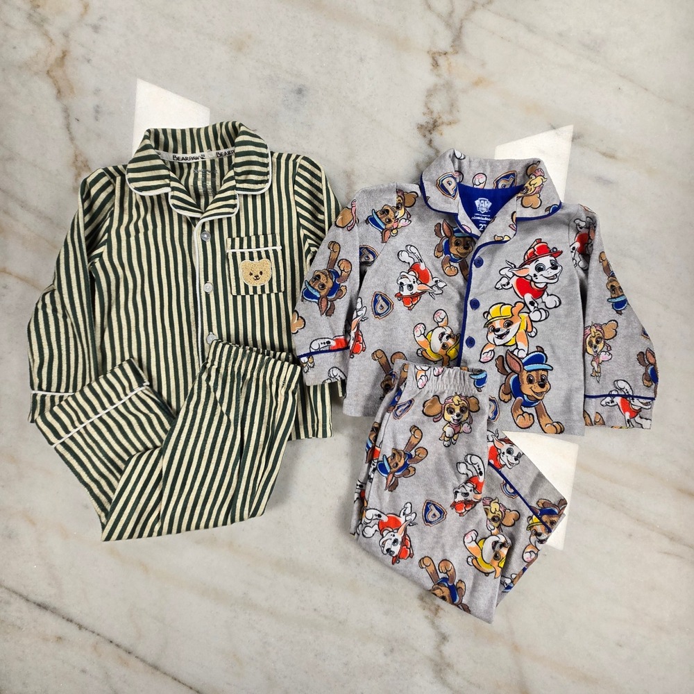 Bearpaw Paw Patrol Pajama Sets Toddler 2T Multi Striped Playful Fleece Cozy